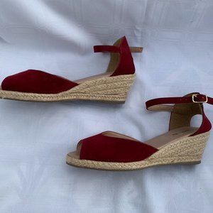 Antonella size 6 Braided Jute Wedge 2.25" Heel Sandals with Adjust. Ankle Strap